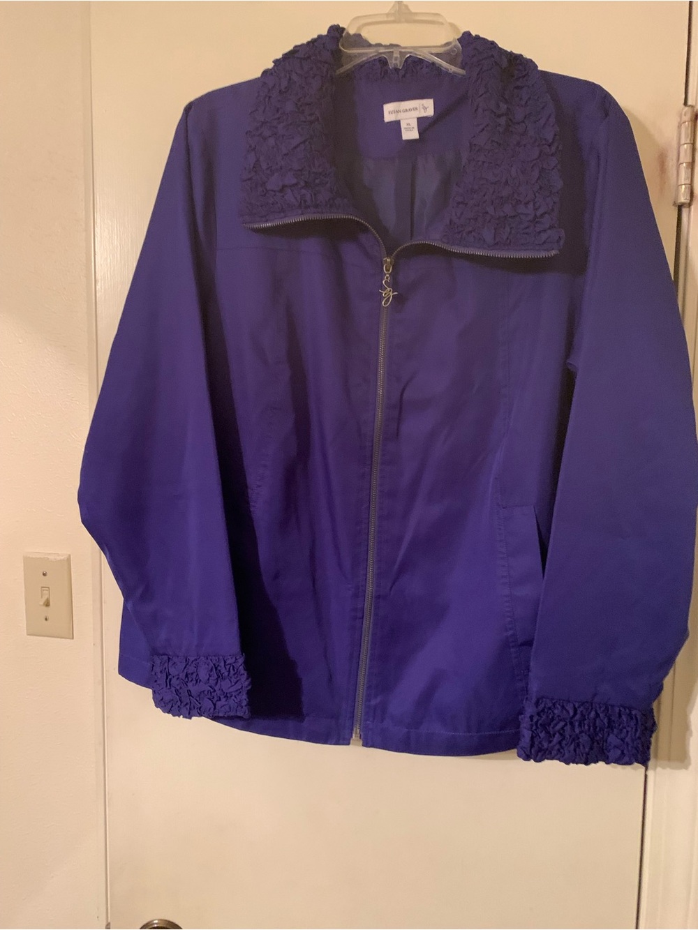 Susan Graver Royal Purple Zip-Front Utility Jacket